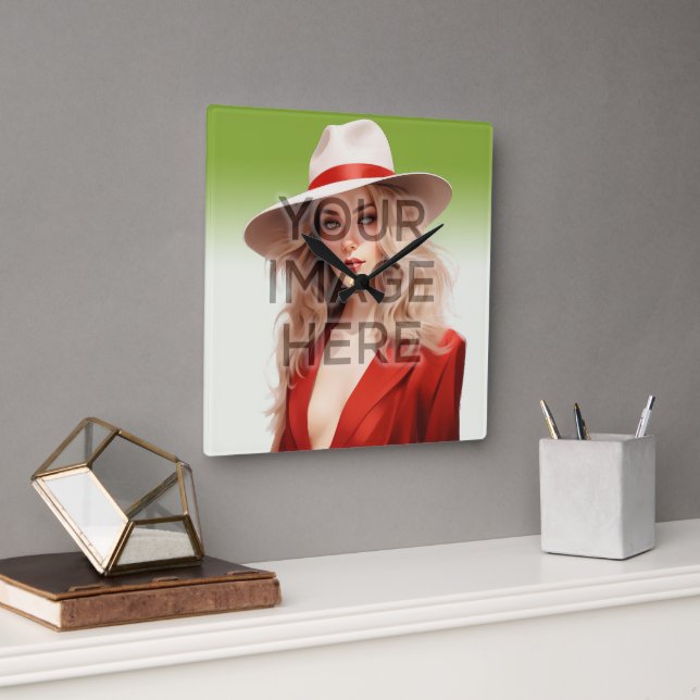 Pop Culture Signable Add Photo Personalised Custom Square Wall Clock (Office)