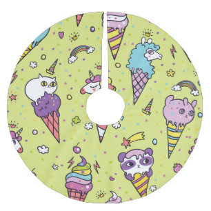Pop Cute Ice Cream: Animal Pattern Brushed Polyester Tree Skirt