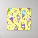 Pop Cute Ice Cream: Animal Pattern Canvas Print<br><div class="desc">Vintage illustration of Pop Cute ice cream cones that look like animals. Seamless ice cream pattern with animals. Vintage background. Embrace the spirit of Mexico with sugar skull and rose seamless pattern. Take a journey with this graffiti wall art in an urban street decor. panda, pattern, background, illustration, texture, decor,...</div>