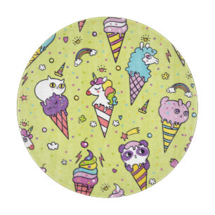 Pop Cute Ice Cream: Animal Pattern Cutting Board
