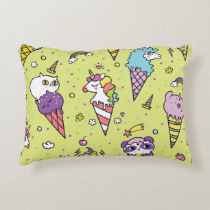 Pop Cute Ice Cream: Animal Pattern Decorative Cushion