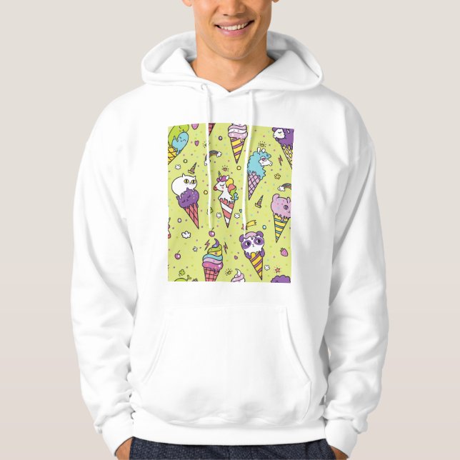 Pop Cute Ice Cream: Animal Pattern Hoodie (Front)
