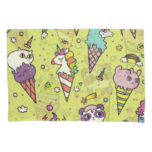 Pop Cute Ice Cream: Animal Pattern Pillowcase