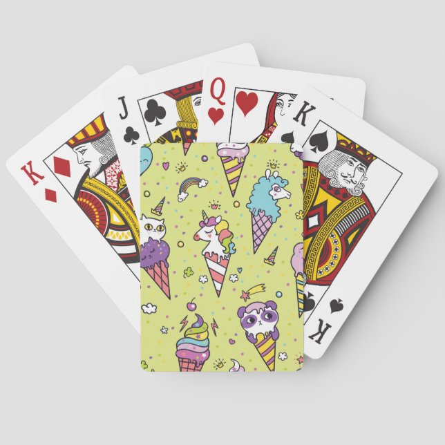 Pop Cute Ice Cream: Animal Pattern Playing Cards (Back)