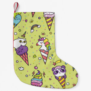 Pop Cute Ice Cream: Animal Pattern Small Christmas Stocking