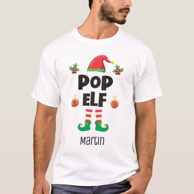 Pop elf family matching christmas clothing naming T-Shirt (Front)