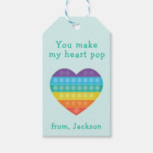 Pop fidget classroom valentine rainbow gift tags