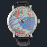 Pop Fish Watch<br><div class="desc">Swim under the sea with this beautiful water coloured fish. This painting by Nancy Slocum captures the beautiful water life under seas. It captures the multi-coloured fish with surrounded by wild kelp as they swiftly swim through. Get your beautiful fishes today on your next Zazzle product.</div>