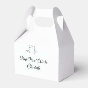 Pop fizz clink blue champagne bottle new year favour box