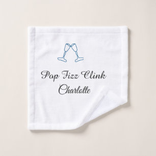 Pop fizz clink blue champagne bottle new year wash cloth