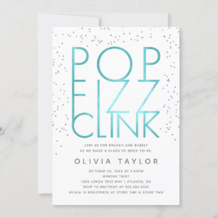 Pop Fizz Clink Bridal Shower Invitation, Aqua Invitation