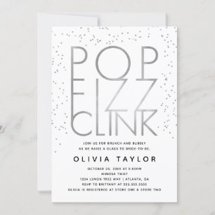 Pop Fizz Clink Bridal Shower Invitation, Silver Invitation