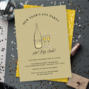 Pop Fizz Clink Champagne Cheers New Year Eve Party Invitation
