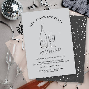 Pop Fizz Clink Champagne Cheers New Year Eve Party Invitation