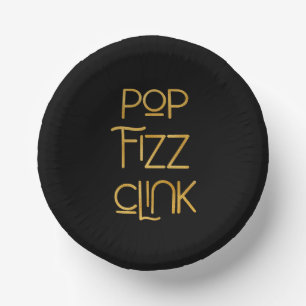 Pop Fizz Clink Elegant Typography Paper Plate