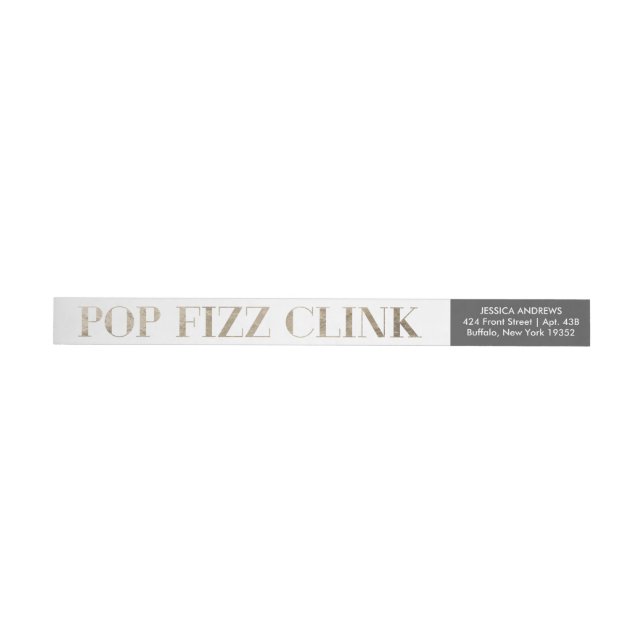Pop Fizz Clink Faux Gold Foil Holiday Labels (Individual)