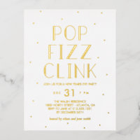 Pop Fizz Clink Foil Holiday Party Postcard