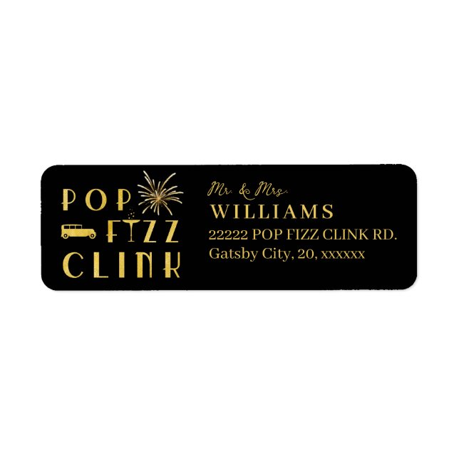 Pop Fizz Clink Gold Typograpy Modern New Years Eve (Front)