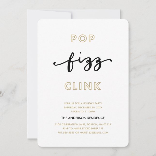 Pop Fizz Clink | Holiday Party Invitation (Front)