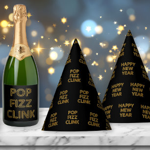 Pop Fizz Clink Modern Typography Party Hat