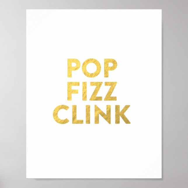 POP FIZZ CLINK New Years Eve Party Bar Cart Sign (Front)