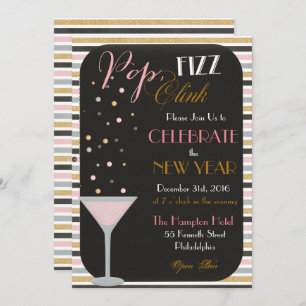 Pop Fizz Clink New Years Invitation