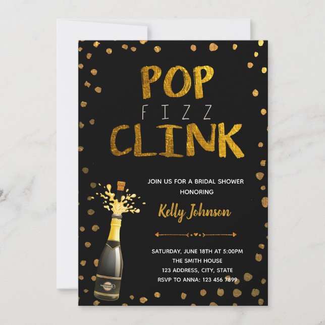 Pop fizz clink party invitation (Front)