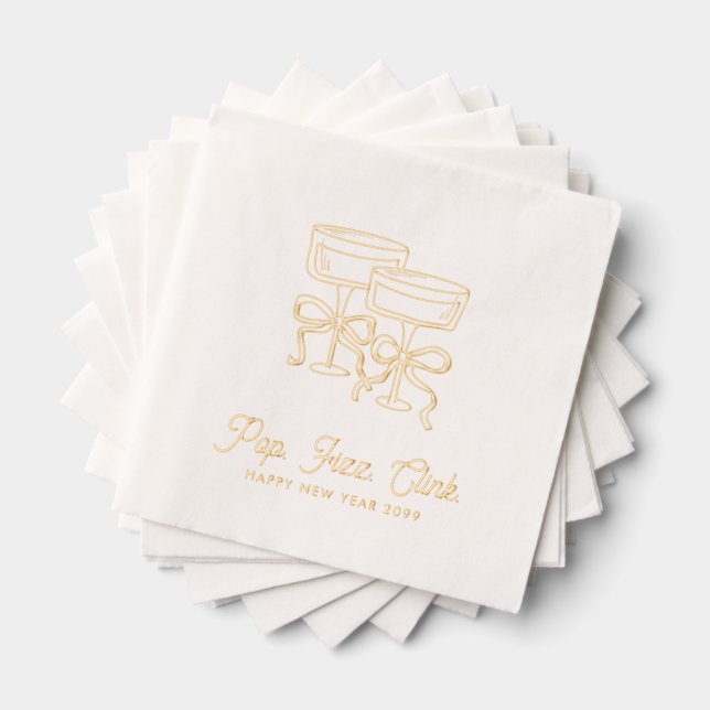 Pop Fizz Clink Personalised Happy New Year Napkins (Insitu (Stacked))