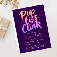 Pop Fizz Clink Purple And Pink Calligraphy Script