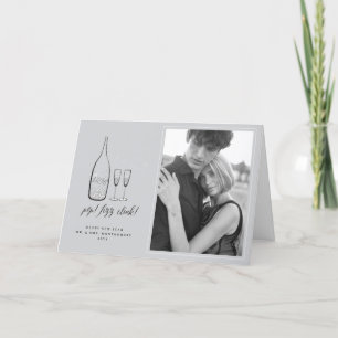 Pop Fizz Clink Stylish Silver Champagne Chic Photo Holiday Card