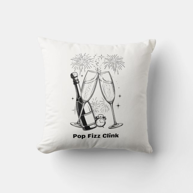Pop Fizz Clink T-Shirt | Luxury New Year Cushion (Front)