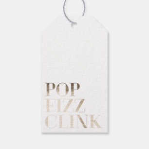 Pop Fizz Clink Trendy Faux Gold Foil Wine Tags