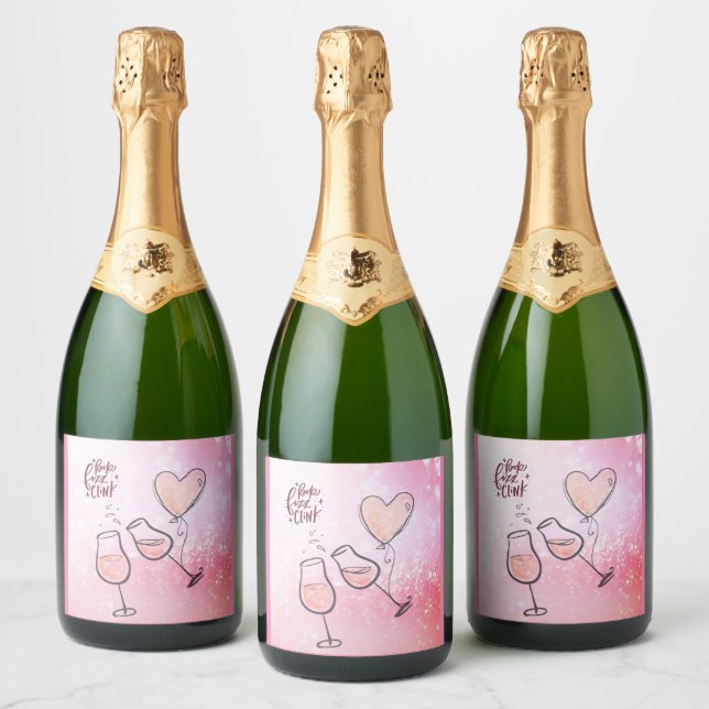 Pop Fizz Clink Wine Glass Sparkling Wine Celebrati Label (Bottles)