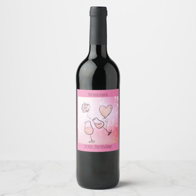 Pop Fizz Clink Wine Glass Sparkling Wine Custom Label (Front)