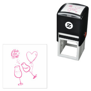 Pop Fizz Clink Wine Glasses Heart Balloon Self-inking Stamp