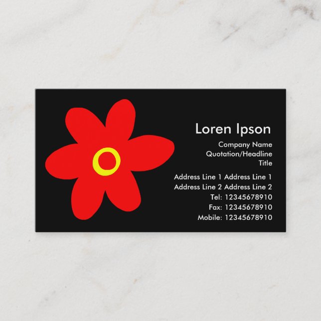 Pop Flower - Black Business Card (Front)