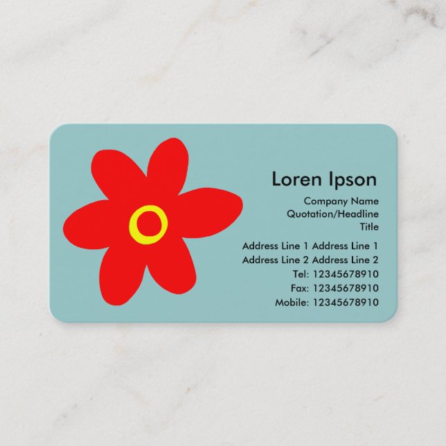 Pop Flower - Blue (99CCCC) Business Card (Front)