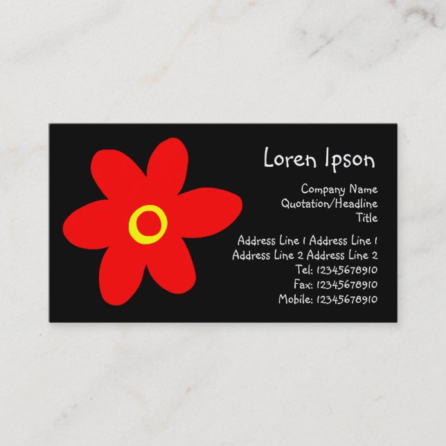 Pop Flower II - Black Business Card (Front)
