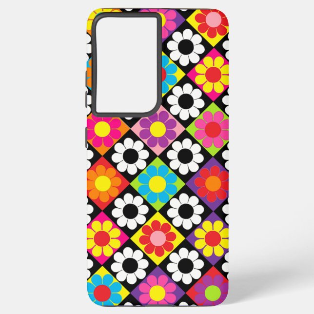 Pop Flower Power Squares Samsung Galaxy S21+ Case (Back)