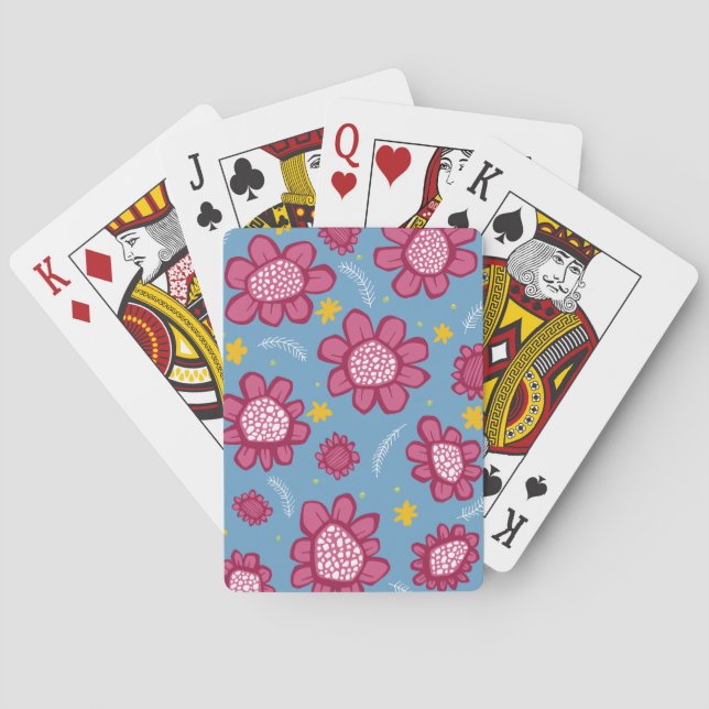 Pop Flowers pink Playing Cards (Back)