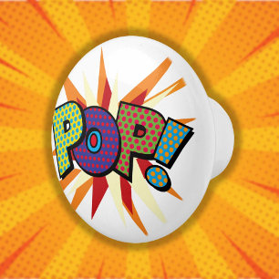 POP Fun Cool Retro Comic Book Pop Art Ceramic Knob
