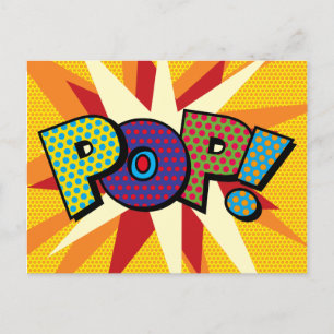 POP Fun Retro Comic Book Pop Art Announcement Postcard