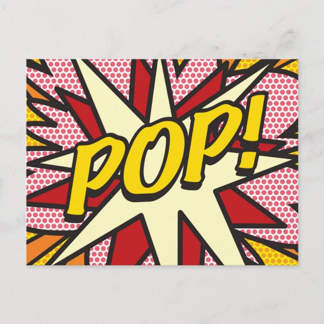 POP Fun Retro Comic Book Pop Art Announcement Postcard (Front)