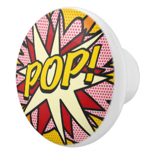 POP Fun Retro Comic Book Pop Art Ceramic Knob