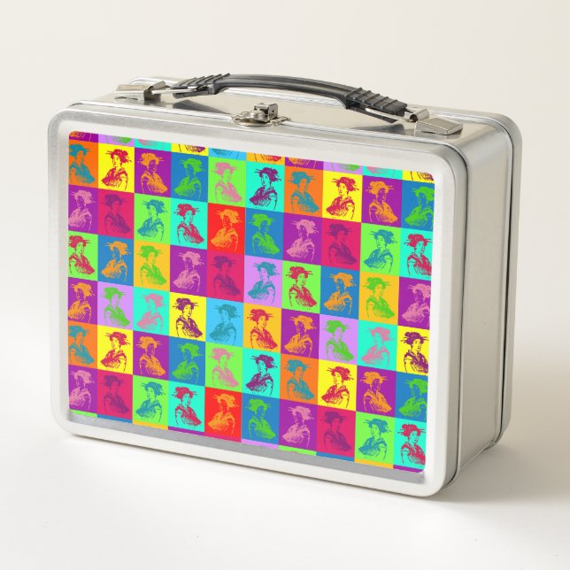 Pop Geisha Squares Metal Lunch Box (Front)