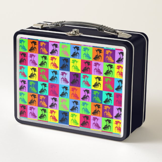 Pop Geisha Squares Metal Lunch Box (Front)