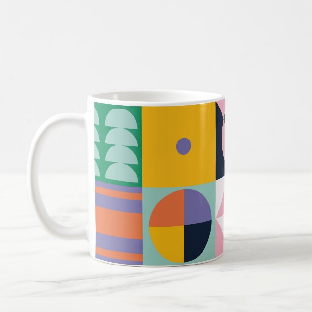 Pop Geometry Retro Mug – Colourful Mid-Century (Left)