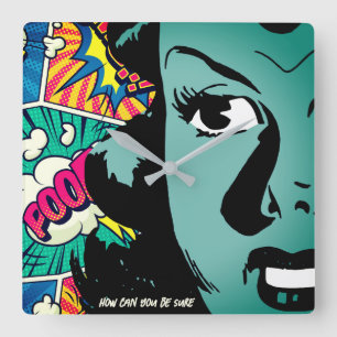 Pop Girl Square Wall Clock