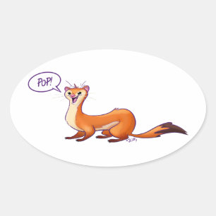 POP GOES THE WEASEL by Jeff Willis Art Oval Sticker