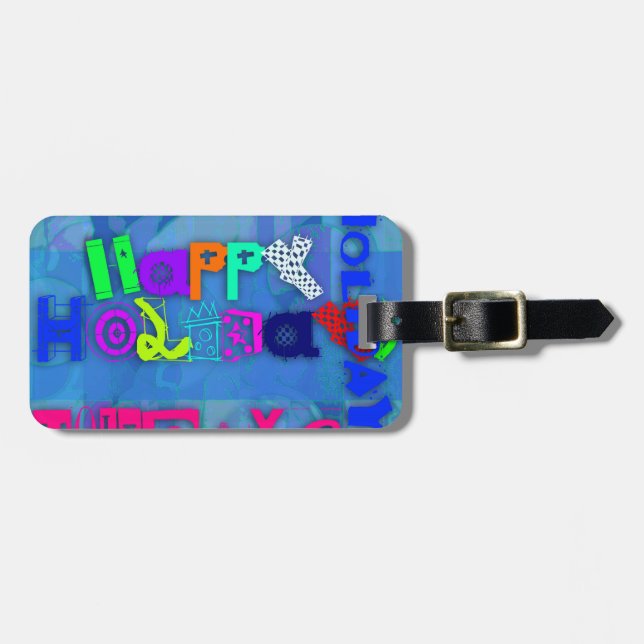 Pop Happy Holidays Luggage Tag (Front Horizontal)